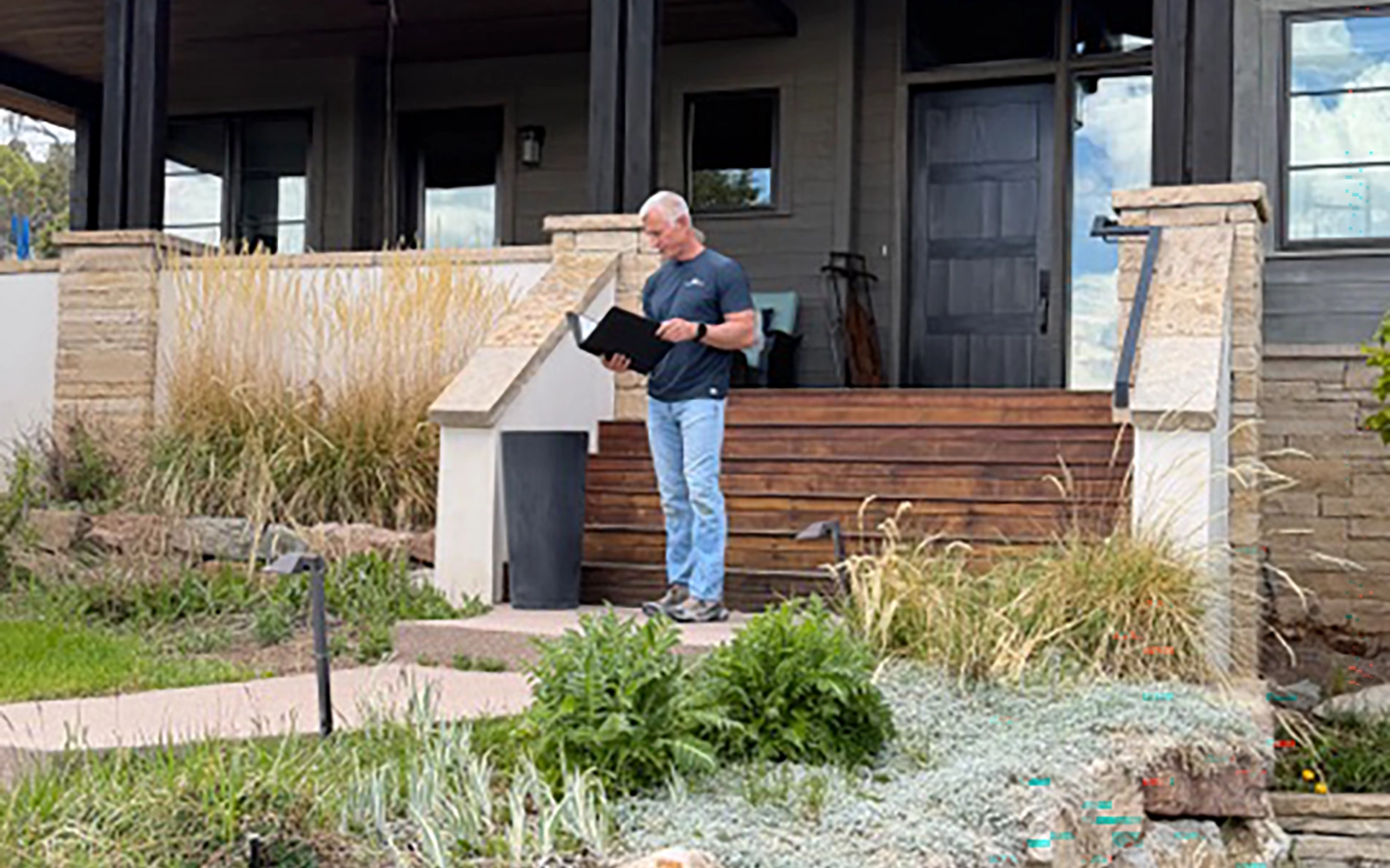Mark Fleecs of Vail Valley Home Watch performing a documented home watch check on a Colorado mountain home